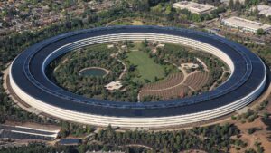 Kaliforniya’daki Apple Park kampüsünün havadan görünümü (temsili).