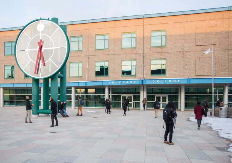 Purchase College kampüsünü temsilen bir görünüm.
