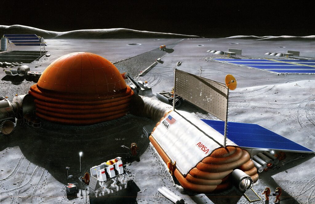NASA’nın Ay üssü konsept çizimini gösteren temsili kamu görseli.