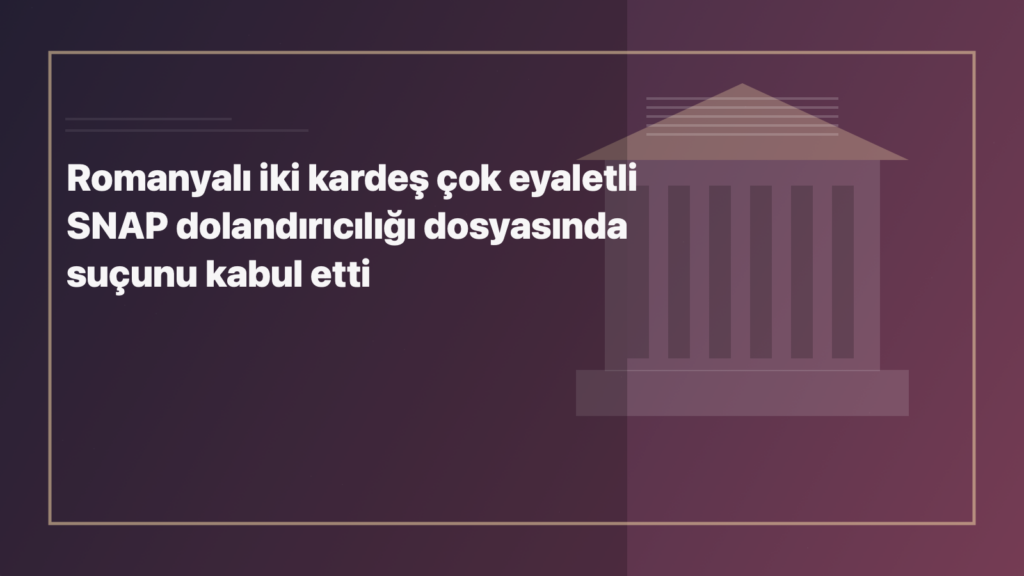 Temsili editoryal görsel: Romanyalı iki kardeş çok eyaletli SNAP dolandırıcılığı dosyasında suçunu kabul etti