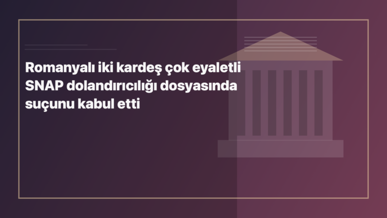 Temsili editoryal görsel: Romanyalı iki kardeş çok eyaletli SNAP dolandırıcılığı dosyasında suçunu kabul etti